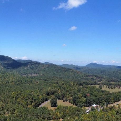 aerial view of forest and mountains